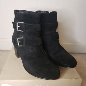 Clarks black suede booties